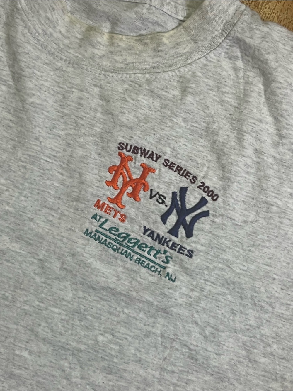 Vintage 2000 Subway Series Shirt Large Mets Yankees Leggett’s Manasquan NJ Gray